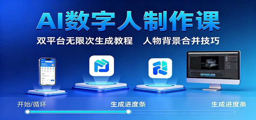 AI数字人制作课：双平台无限次生成教程，人物背景合并技巧-泡泡网创