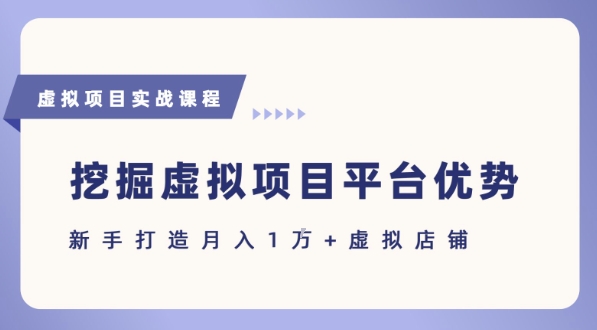 抓住虚拟项目各平台优势，新手轻松月入1W+(给出具体建议)-泡泡网创