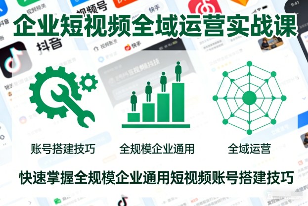 企业短视频全域运营实战课，快速掌握全规模企业通用短视频账号搭建技巧-泡泡网创