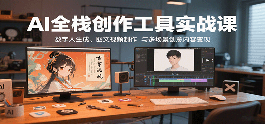 AI全栈创作工具实战课：数字人生成、图文视频制作与多场景创意内容变现-泡泡网创