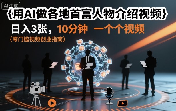 用AI做各地首富人物介绍视频，日入3张，10分钟一个视频-泡泡网创