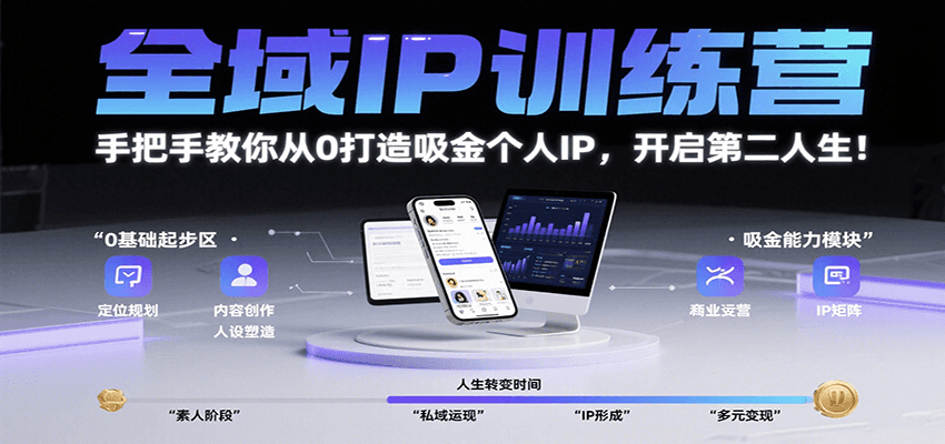 全域IP训练营，手把手教你从0打造吸金个人IP，开启第二人生！-泡泡网创