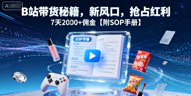 B站带货秘籍，新风口，抢占红利，7天2k+佣金【附SOP手册】-泡泡网创