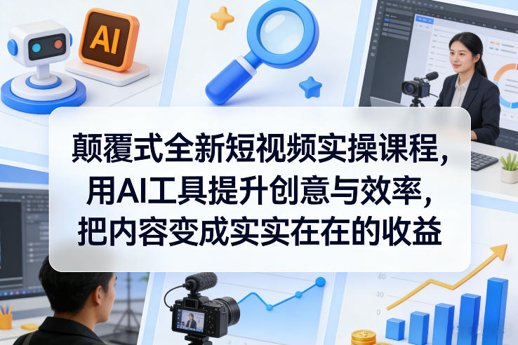 颠覆式全新短视频实操课程，用AI工具提升创意与效率，把内容变成实实在在的收益-泡泡网创