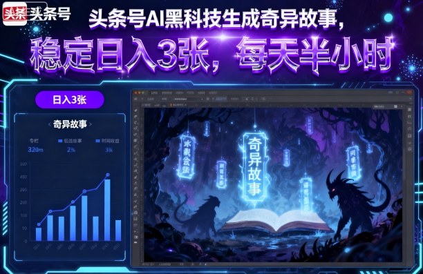 头条号AI黑科技生成奇异故事，稳定日入3张，每天半小时-泡泡网创