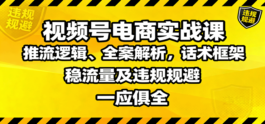 视频号电商实战课：推流逻辑、全案解析，话术框架，稳流量及违规规避等-泡泡网创