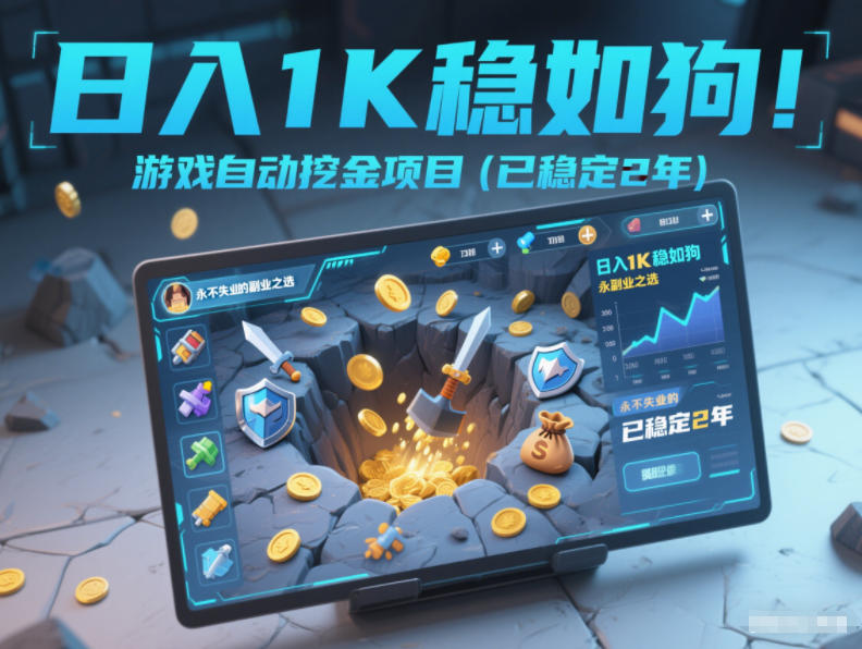 日入1K稳如狗！游戏自动挖金项目(已稳定2年)，永不失业的副业之选【揭秘】-泡泡网创
