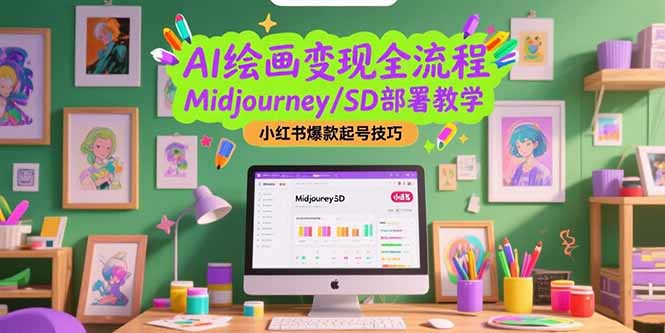 AI绘画变现全流程，Midjourney/SD部署教学，小红书爆款起号技巧-泡泡网创