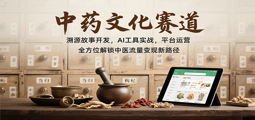 中药文化赛道：溯源故事开发，AI工具实战，平台运营，全方位解锁中医流量变现新路径-泡泡网创