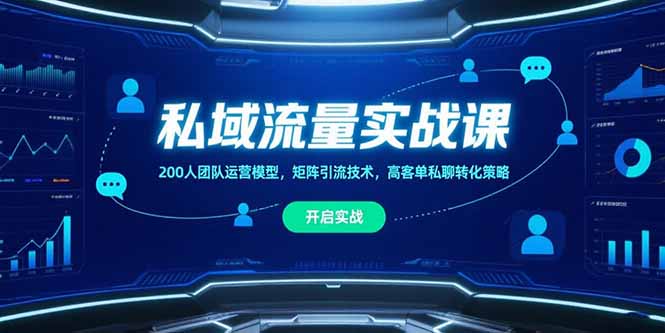 私域流量实战课，200人团队运营模型，矩阵引流技术，高客单私聊转化策略-泡泡网创