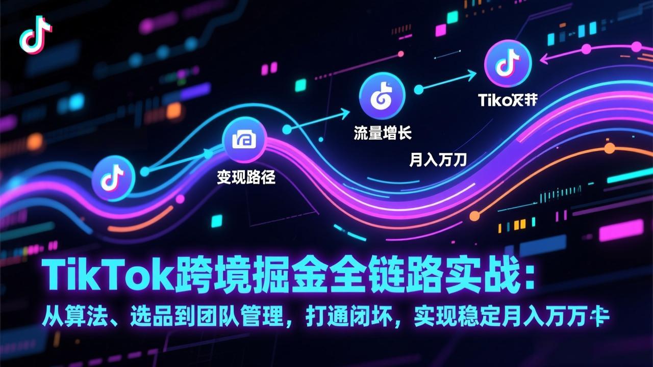 TikTok跨境掘金全链路实战：从算法、选品到团队管理，打通闭环，实现稳定月入万刀-泡泡网创