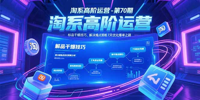 淘系高阶运营-第70期，标品干爆技巧，解决难点策略，大佬操盘方法-泡泡网创