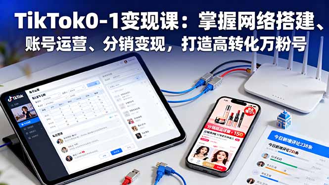 TikTok0-1变现课：掌握网络搭建、账号运营、分销变现，打造高转化万粉号-泡泡网创