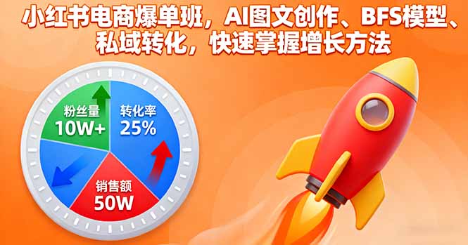 小红书电商爆单班，AI图文创作、BFS模型、私域转化，快速掌握增长方法-泡泡网创