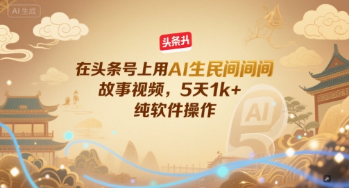 在头条号上用AI生民间故事视频，5天1k+，纯软件操作-泡泡网创