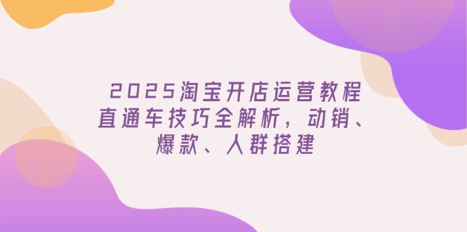 （14389期）2025淘宝开店运营教程更新，直通车技巧全解析，动销、爆款、人群搭建-泡泡网创