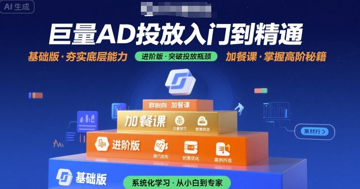 巨量AD投放入门到精通，基础版+进阶版+加餐课-泡泡网创