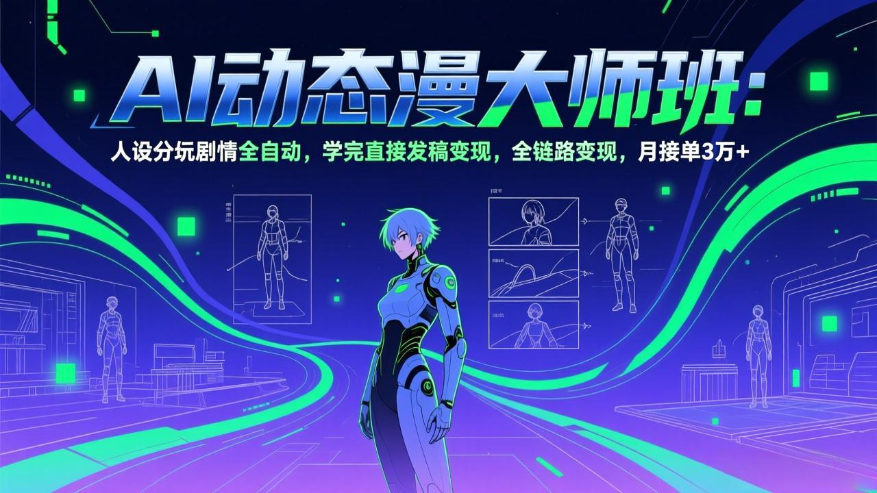 AI动态漫剧大师班：人设分镜剧情全自动，学完直接发稿变现，全链路变现，月接单3万+-泡泡网创
