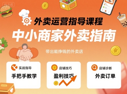 外卖运营指导课程，中小商家外卖指南，手把手带出能挣钱的外卖店-泡泡网创