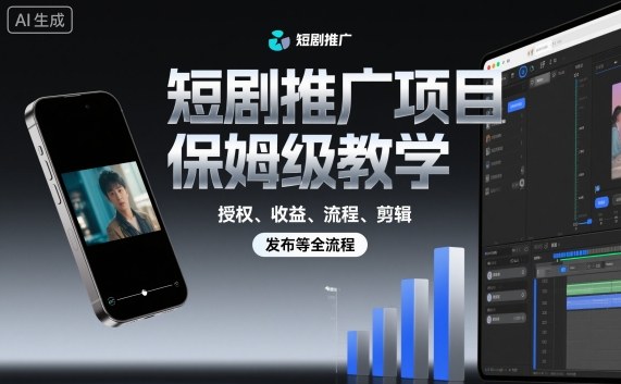 短剧推广项目保姆级教学，授权、收益、流程、剪辑，发布等全流程-泡泡网创