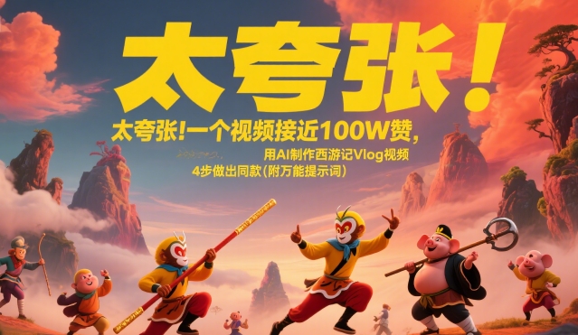 太夸张！一个视频接近100W赞，用AI制作西游记Vlog视频，全流程拆解来了(附万能提示词)-泡泡网创