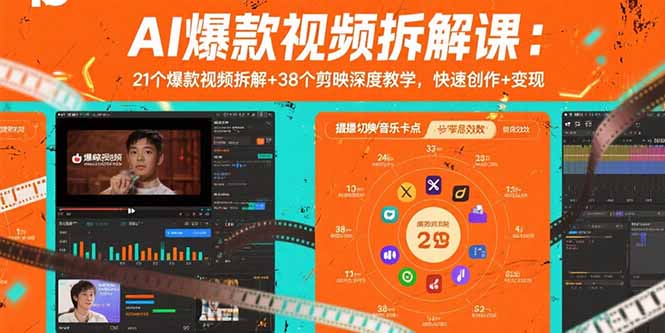 AI爆款视频拆解课：21个爆款视频拆解+38个剪映深度教学，快速创作+变现-泡泡网创