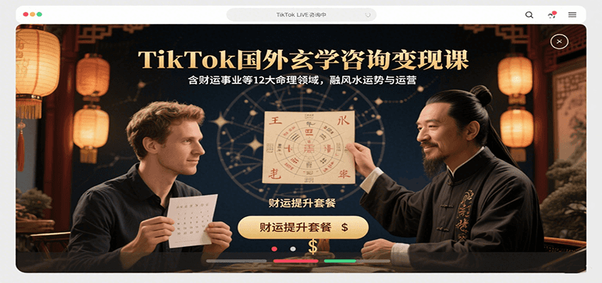 TikTok国外玄学咨询变现课，含财运事业等12大命理领域，融风水运势与运营-泡泡网创