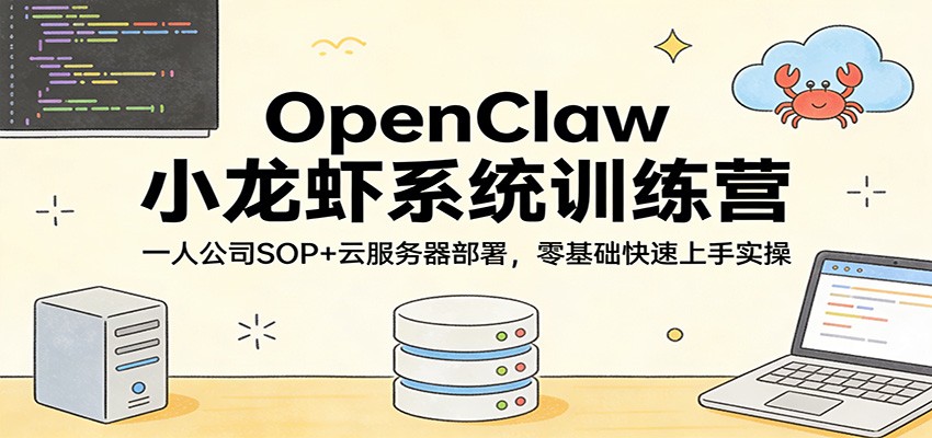 OpenClaw小龙虾系统训练营：一人公司SOP，云服务器部署，零基础快速上手实操-泡泡网创