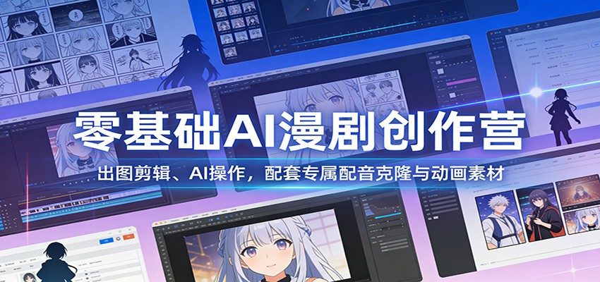 零基础AI漫剧创作营：出图剪辑、AI操作，配套专属配音克隆与动画素材-泡泡网创