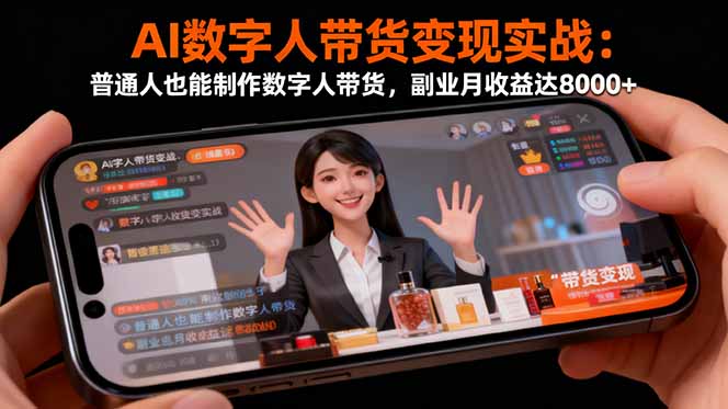 AI数字人带货变现实战：普通人也能制作数字人带货，副业月收益达8000+-泡泡网创