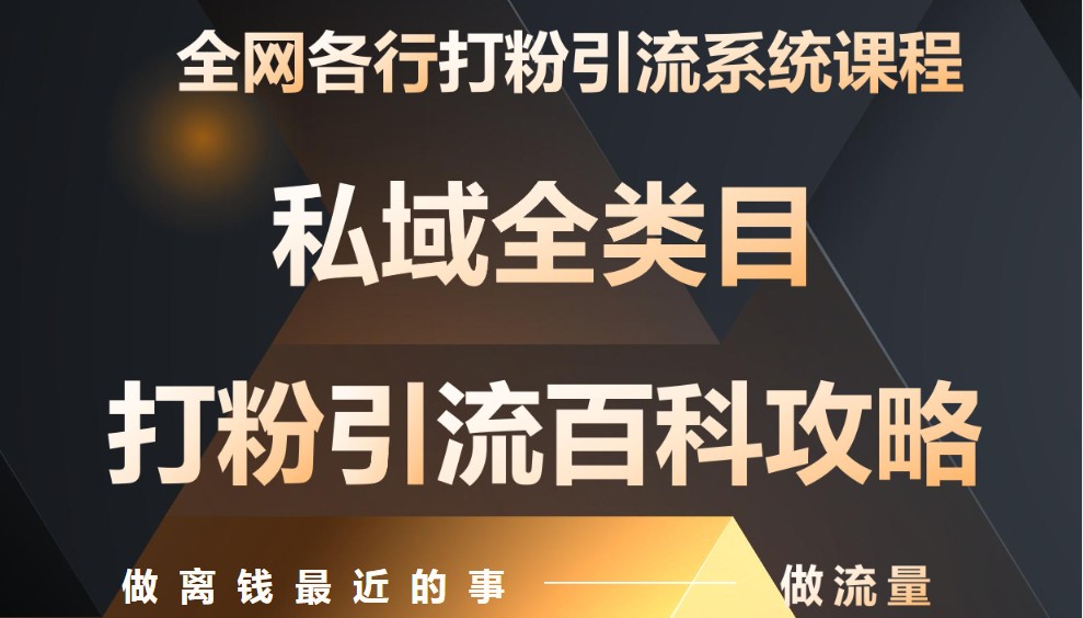 月入9万：全网唯一私域打粉引流神课，零基础手把手带你引流变现-泡泡网创