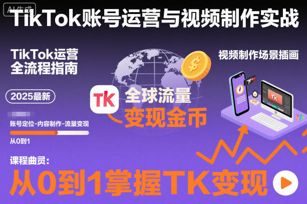 2025最新TikTok账号运营与视频制作实战全流程，从0到1掌握TK变现(含11月最新TK搬运技术)-泡泡网创
