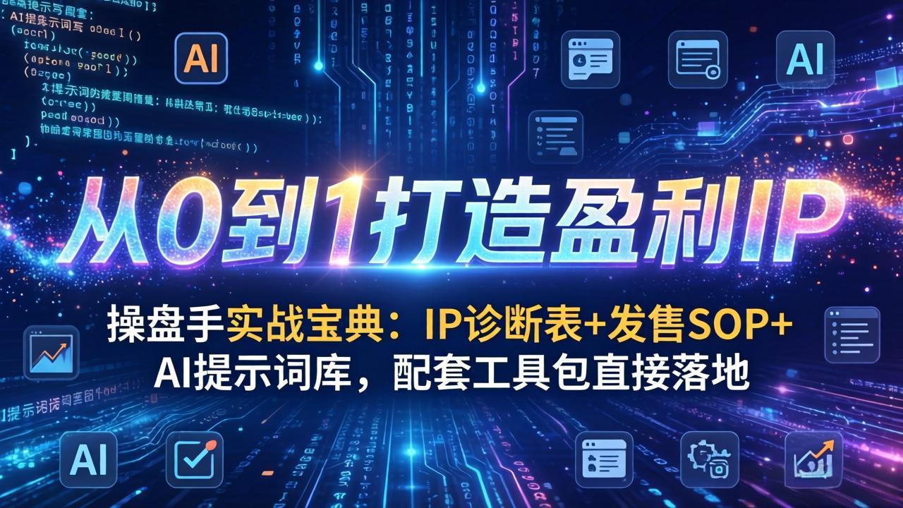 操盘手实战宝典：IP诊断表+发售SOP+AI提示词库，配套工具包直接落地，从0到1打造盈利IP-泡泡网创