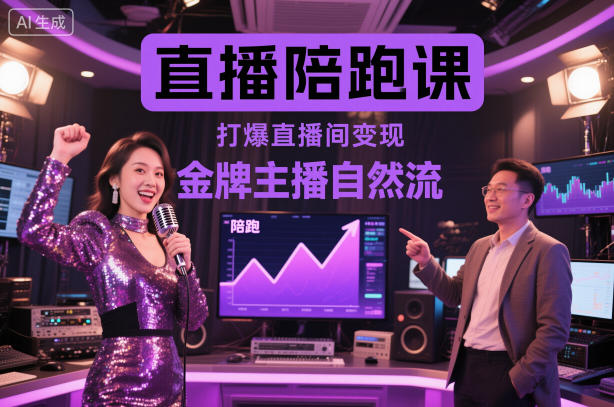 直播陪跑课，金牌主播自然流打爆直播间，复制高变现玩法-泡泡网创