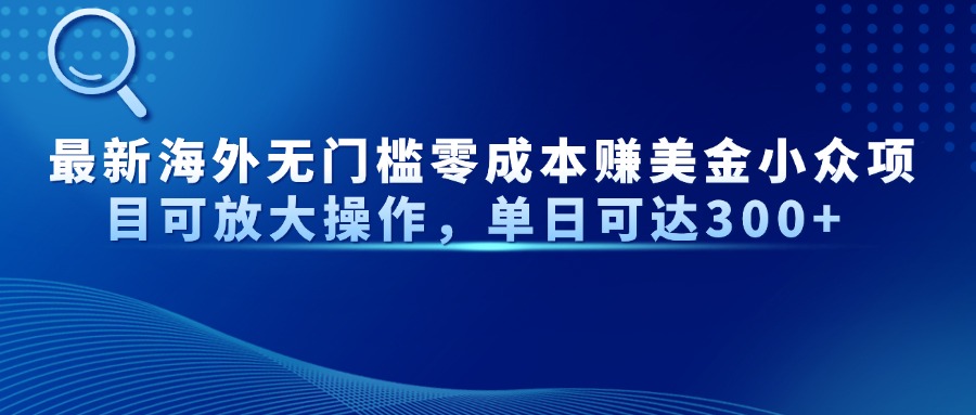 最新海外无门槛零成本赚美金小众项目可放大操作，单日可达300+-泡泡网创