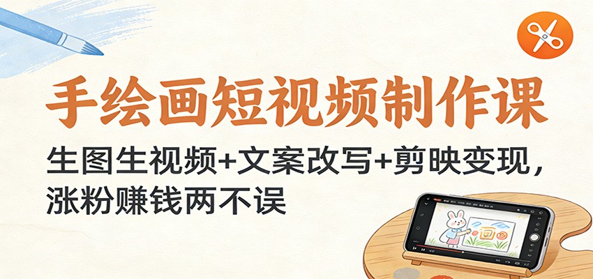 手绘画短视频制作课：生图生视频+文案改写+剪映变现，涨粉赚钱两不误-泡泡网创