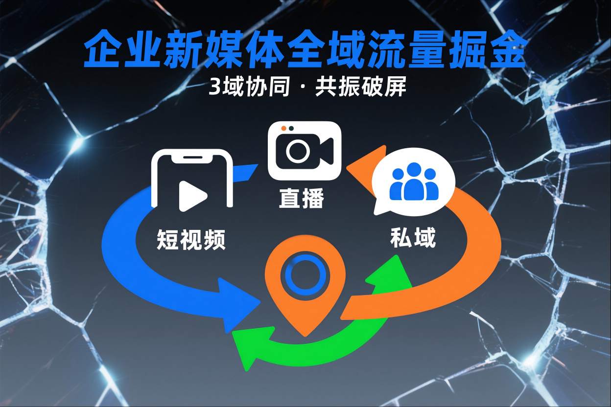 短视频全域商业模式，企业新媒体全域流量掘金，3域协同，共振破屏，短视频-直播-私域-地域-泡泡网创