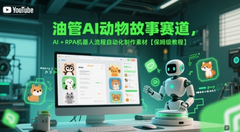 油管AI动物故事赛道，AI+RPA机器人流程自动化制作素材【保姆级教程】-泡泡网创