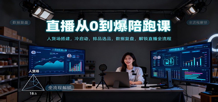 直播从0到爆陪跑课：人货场搭建，冷启动，排品选品，数据复盘，解锁直播全流程-泡泡网创