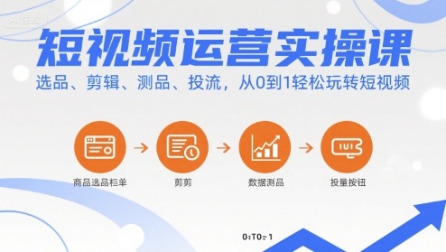 短视频运营实操课，选品、剪辑、测品、投流，从0到1轻松玩转短视频-泡泡网创