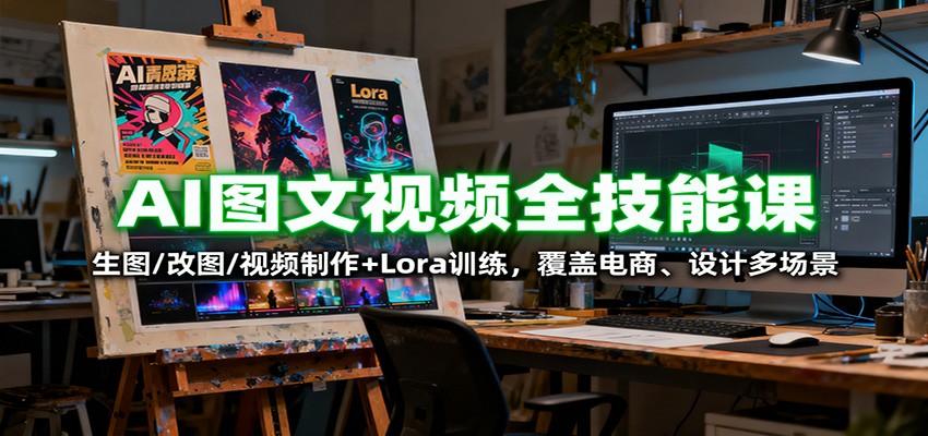 AI图文视频全技能课：生图/改图/视频制作+Lora训练，覆盖电商 、设计多场景-泡泡网创