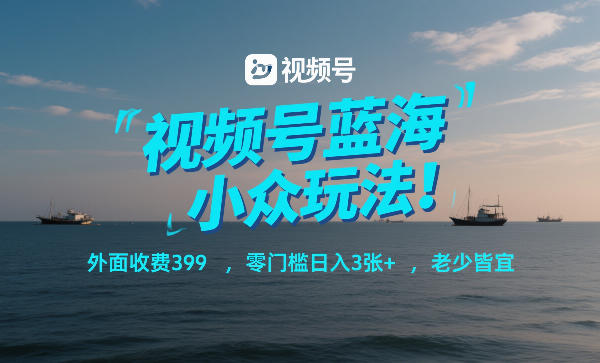视频号蓝海小众玩法！外面收费399，零门槛日入3张+，老少皆宜-泡泡网创