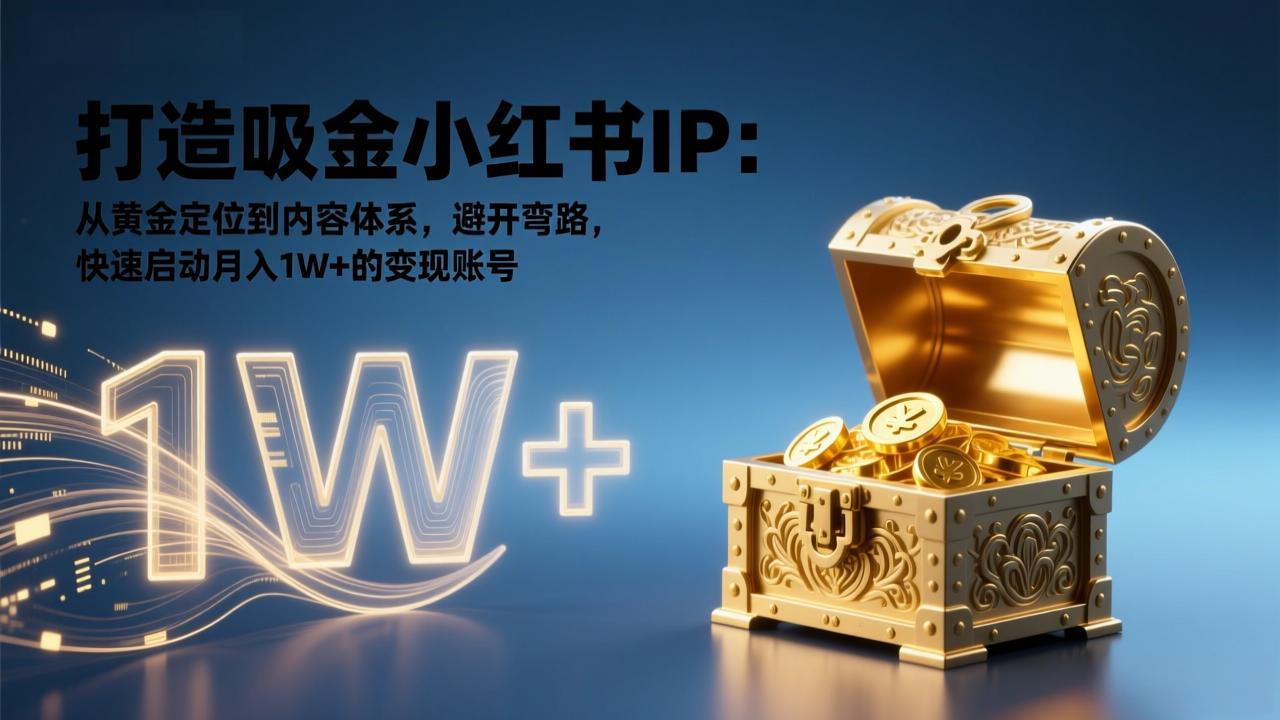打造吸金小红书IP：从黄金定位到内容体系，避开弯路，快速启动月入1W+的变现账号-泡泡网创