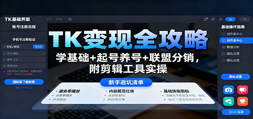 TK变现全攻略：学基础+起号养号+联盟分销，附剪辑工具实操-泡泡网创