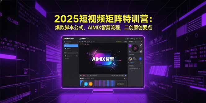 2025短视频矩阵特训营：爆款脚本公式，AIMIX智剪流程，二创原创要点-泡泡网创