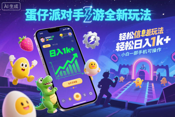蛋仔派对手游全新玩法，轻松日入1k+，风口信息差玩法，当天见收益，小白一部手机可操作-泡泡网创
