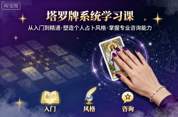 塔罗牌系统学习课，助你从入门到精通，塑造个人占卜风格，掌握专业咨询能力-泡泡网创