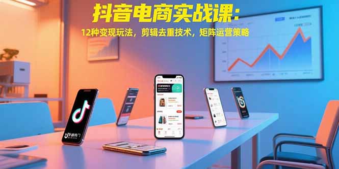 抖音电商实战课：12种变现玩法，剪辑去重技术，矩阵运营策略-泡泡网创