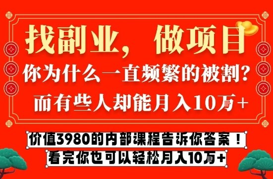 价值3980的网创内部课程，告诉你互联网创业月入10个W的秘密【揭秘】-泡泡网创