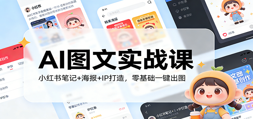 AI图文实战课：小红书笔记+海报+IP打造，零基础一键出图-泡泡网创
